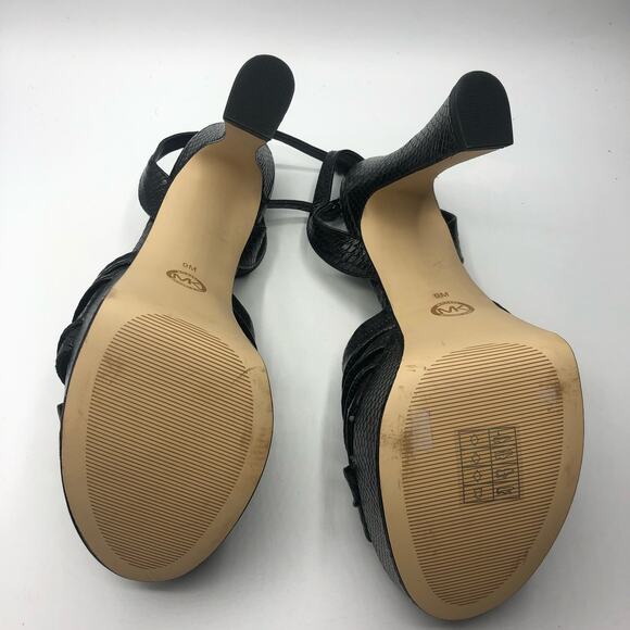 Michael Kors Selena Snake Embossed Leather Platform Sandal Black Size 9 M - Picture 9 of 10